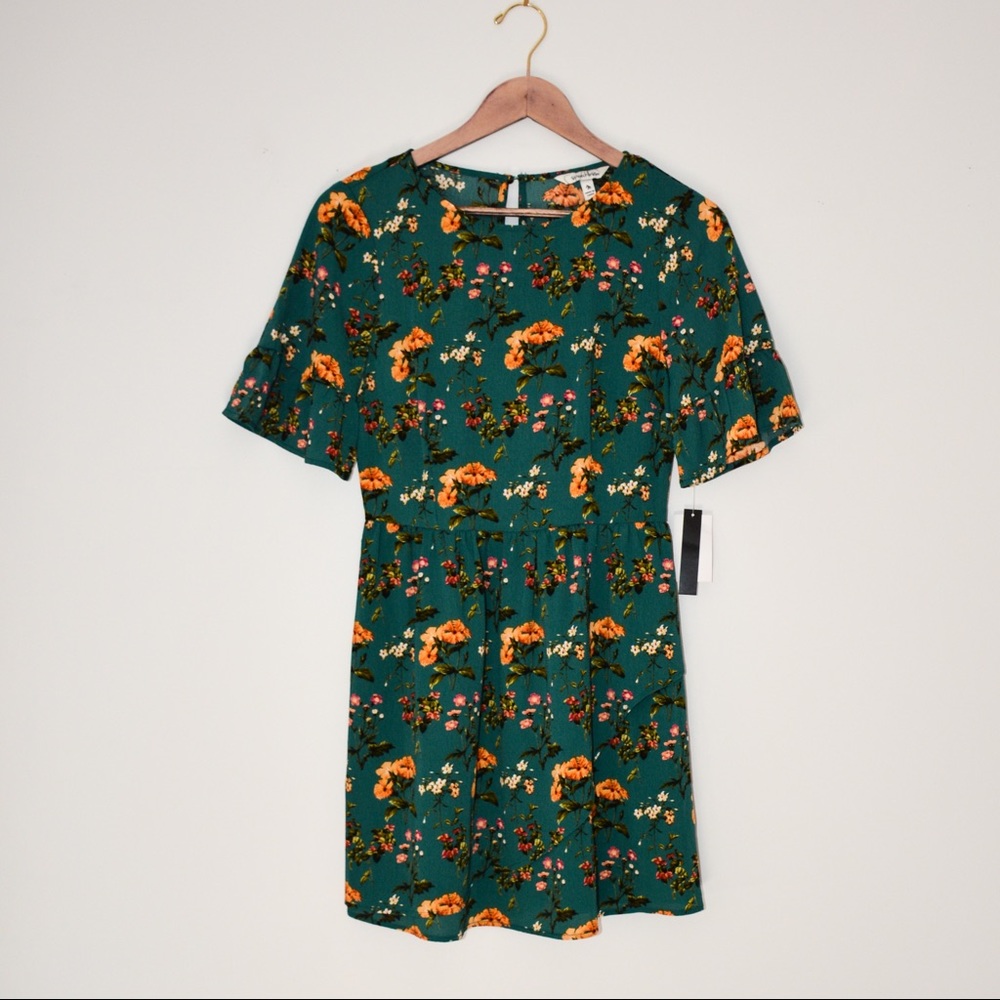 Speechless Floral Forest Green Mini Dress M